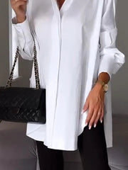 Women's Long Sleeve Shirt Collar Solid,Button Tops