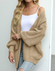 Women's Lantern Sleeve Cardigan with Pocket