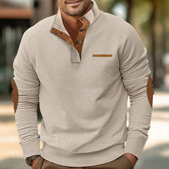 Men's stand collar long sleeve corduroy colorblock sweatshirt