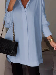 Women's Long Sleeve Shirt Collar Solid,Button Tops