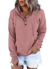Women's Fashion Ladies Temperament Elegant Commuter Solid Color Pullover Hooded Drawstring Insert Pockets Sweater