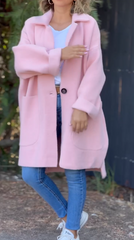 Women's Solid Casual Cashmere Large Pocket Coat