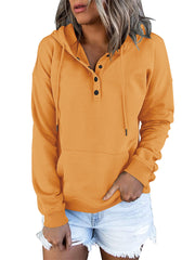 Women's Fashion Ladies Temperament Elegant Commuter Solid Color Pullover Hooded Drawstring Insert Pockets Sweater