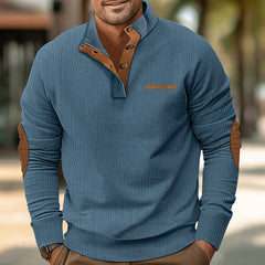 Men's stand collar long sleeve corduroy colorblock sweatshirt