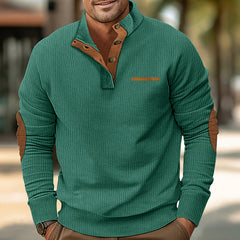 Men's stand collar long sleeve corduroy colorblock sweatshirt