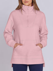 Women's Oversized High Neck Half Zip Knit Sweatshirt (Buy 2 Free Shipping)