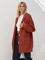 Women's Long Sleeve Button Lapel Oversized Cardigan