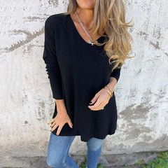 🔥Women's Cozy Knit Long Sleeve Tunic Top with Side Slits