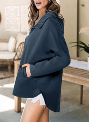 Women's Long Sleeve Half Zipper Pocket Sweatshirt Pullover -Buy 2 Free Shipping