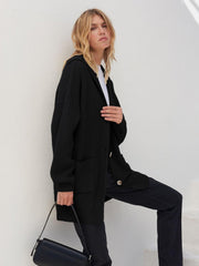 Women's Long Sleeve Button Lapel Oversized Cardigan