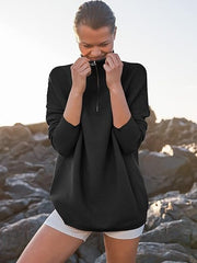 2024 Fall Quarter Zip Oversized Casual Loose Rib Knit Cozy Pullover