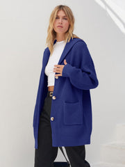 Women's Long Sleeve Button Lapel Oversized Cardigan