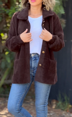 Warm Plush Fleece Button Casual Coat Top