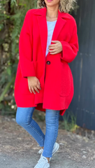 Women's Solid Casual Cashmere Large Pocket Coat