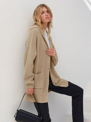 Women's Long Sleeve Button Lapel Oversized Cardigan