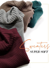 Women's Oversized Turtleneck Long Sleeve Casual Pullover Knit Tunic Sweater