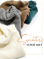 Women's Oversized Turtleneck Long Sleeve Casual Pullover Knit Tunic Sweater