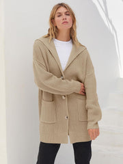 Women's Long Sleeve Button Lapel Oversized Cardigan