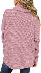 Women's Oversized Turtleneck Long Sleeve Casual Pullover Knit Tunic Sweater