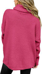 Women's Oversized Turtleneck Long Sleeve Casual Pullover Knit Tunic Sweater