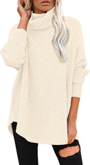 Women's Oversized Turtleneck Long Sleeve Casual Pullover Knit Tunic Sweater
