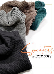 Women's Oversized Turtleneck Long Sleeve Casual Pullover Knit Tunic Sweater