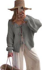 Bowtie Oversized Knit Sweater Cardigan