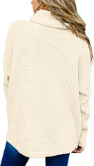 Women's Oversized Turtleneck Long Sleeve Casual Pullover Knit Tunic Sweater