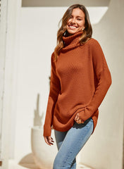 Women's Oversized Turtleneck Long Sleeve Casual Pullover Knit Tunic Sweater