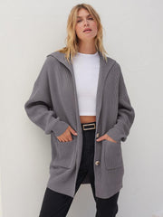 Women's Long Sleeve Button Lapel Oversized Cardigan