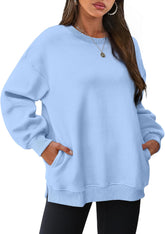Oversized Sweatshirts Crewneck Long Sleeve Pullover with Pocket