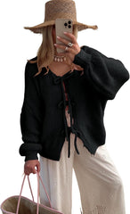 Bowtie Oversized Knit Sweater Cardigan