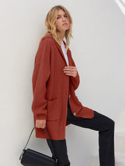 Women's Long Sleeve Button Lapel Oversized Cardigan