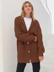 Women's Long Sleeve Button Lapel Oversized Cardigan