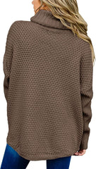 Women's Oversized Turtleneck Long Sleeve Casual Pullover Knit Tunic Sweater