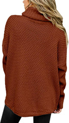 Women's Oversized Turtleneck Long Sleeve Casual Pullover Knit Tunic Sweater