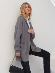 Women's Long Sleeve Button Lapel Oversized Cardigan