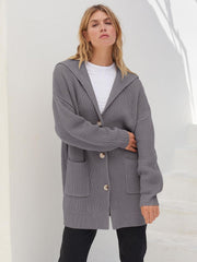 Women's Long Sleeve Button Lapel Oversized Cardigan
