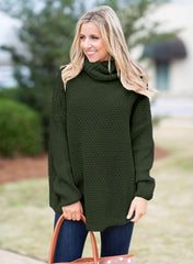 Women's Oversized Turtleneck Long Sleeve Casual Pullover Knit Tunic Sweater