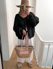 Bowtie Oversized Knit Sweater Cardigan