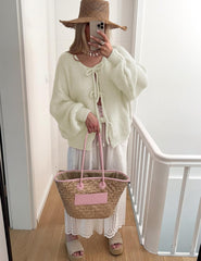 Bowtie Oversized Knit Sweater Cardigan