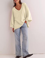 V-Neck Long Sleeve Pullover Sweatshirts