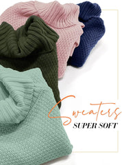 Women's Oversized Turtleneck Long Sleeve Casual Pullover Knit Tunic Sweater