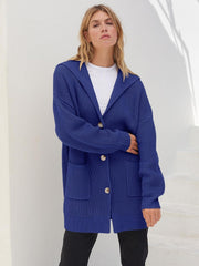 Women's Long Sleeve Button Lapel Oversized Cardigan