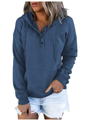 Women's Fashion Ladies Temperament Elegant Commuter Solid Color Pullover Hooded Drawstring Insert Pockets Sweater