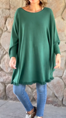 Casual Round Neck Long Lace Trim Pullover