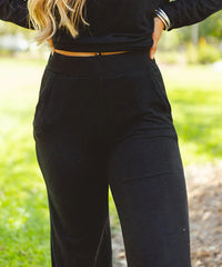 BRUSHED KNIT LONG SLEEVE TOP AND PANT SET