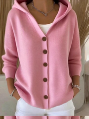 Women Cotton Plain Long Sleeve Comfy Casual Cardigan