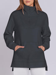 Women's Oversized High Neck Half Zip Knit Sweatshirt (Buy 2 Free Shipping)