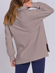 Women's Oversized High Neck Half Zip Knit Sweatshirt (Buy 2 Free Shipping)